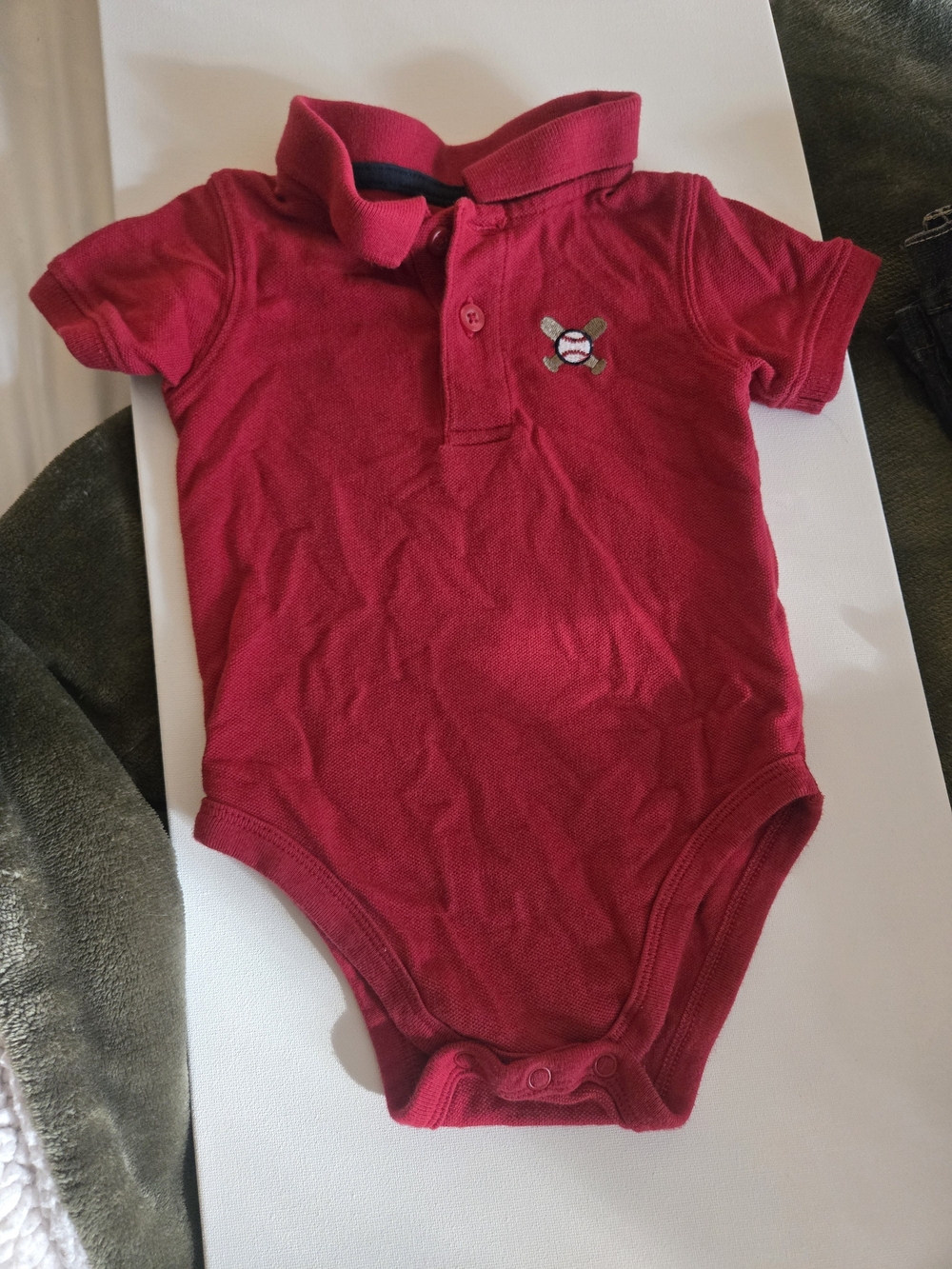 jumping beans Red Polo-Style Baby One-Piece Bodysuit and Shorts